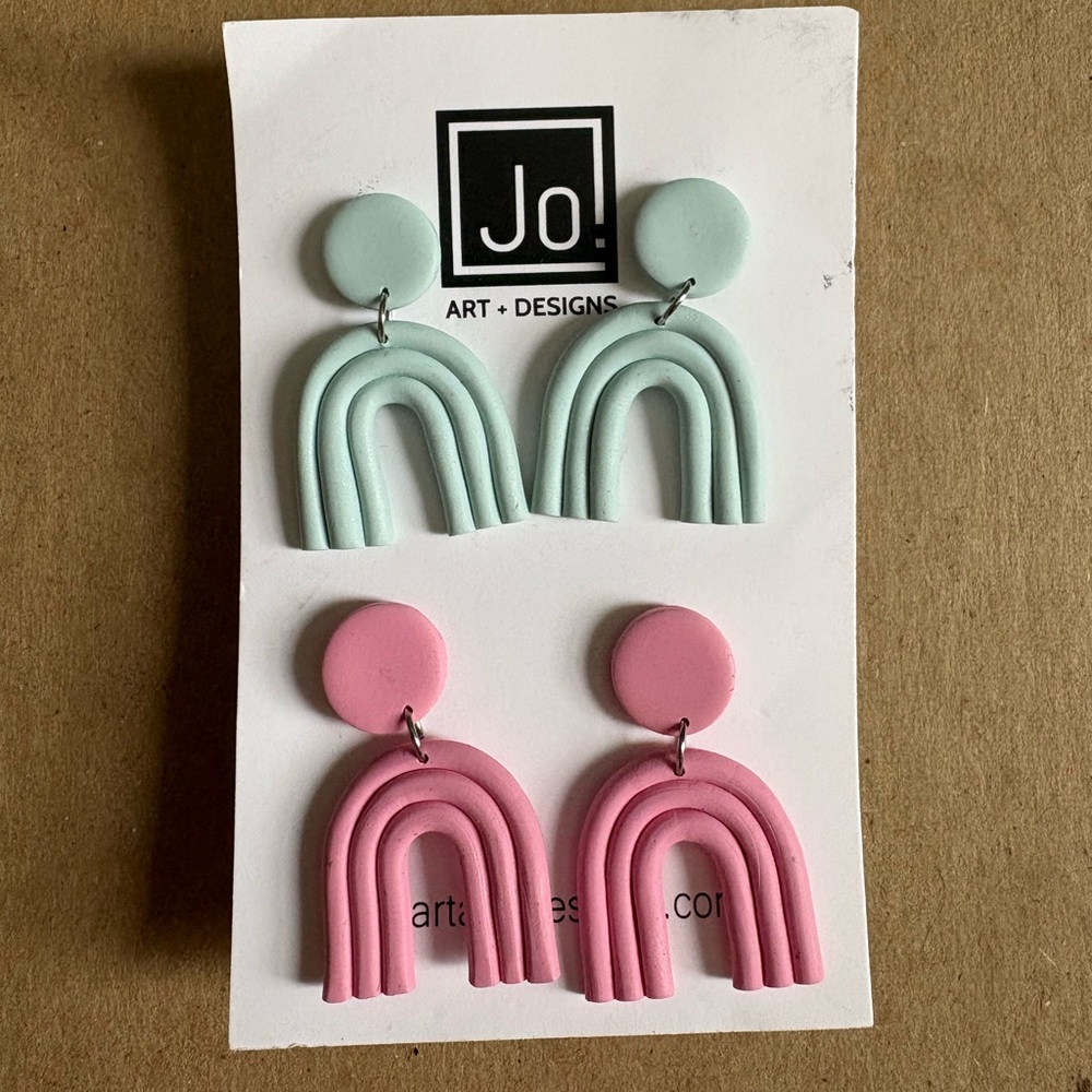 Rainbow Earrings Set - Pink and Mint